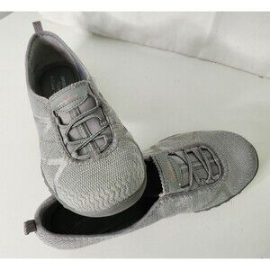 SKECHERS Women's Lightweight Memory Foam Mule Gray Synthetic 8 Medium